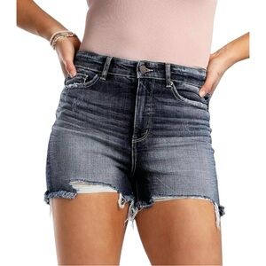 Buckle BKE Parker Stretch High Rise Jean Shorts Distressed Dark Wash Size 26